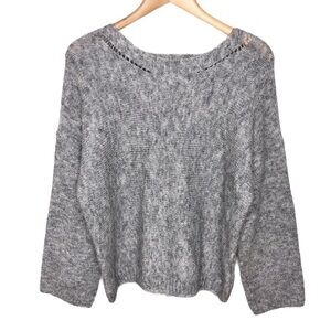 FRNCH Boat Neck Sweater Long Sleeve Gray Size S/M Cut Out Details